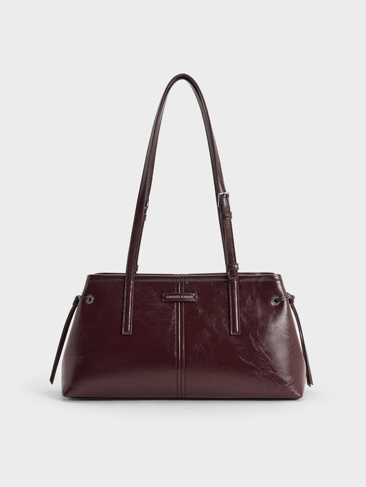 CHARLES & KEITH Customer Favorite | Noane Elongated-Handle Shoulder Bag - Wineberry Red