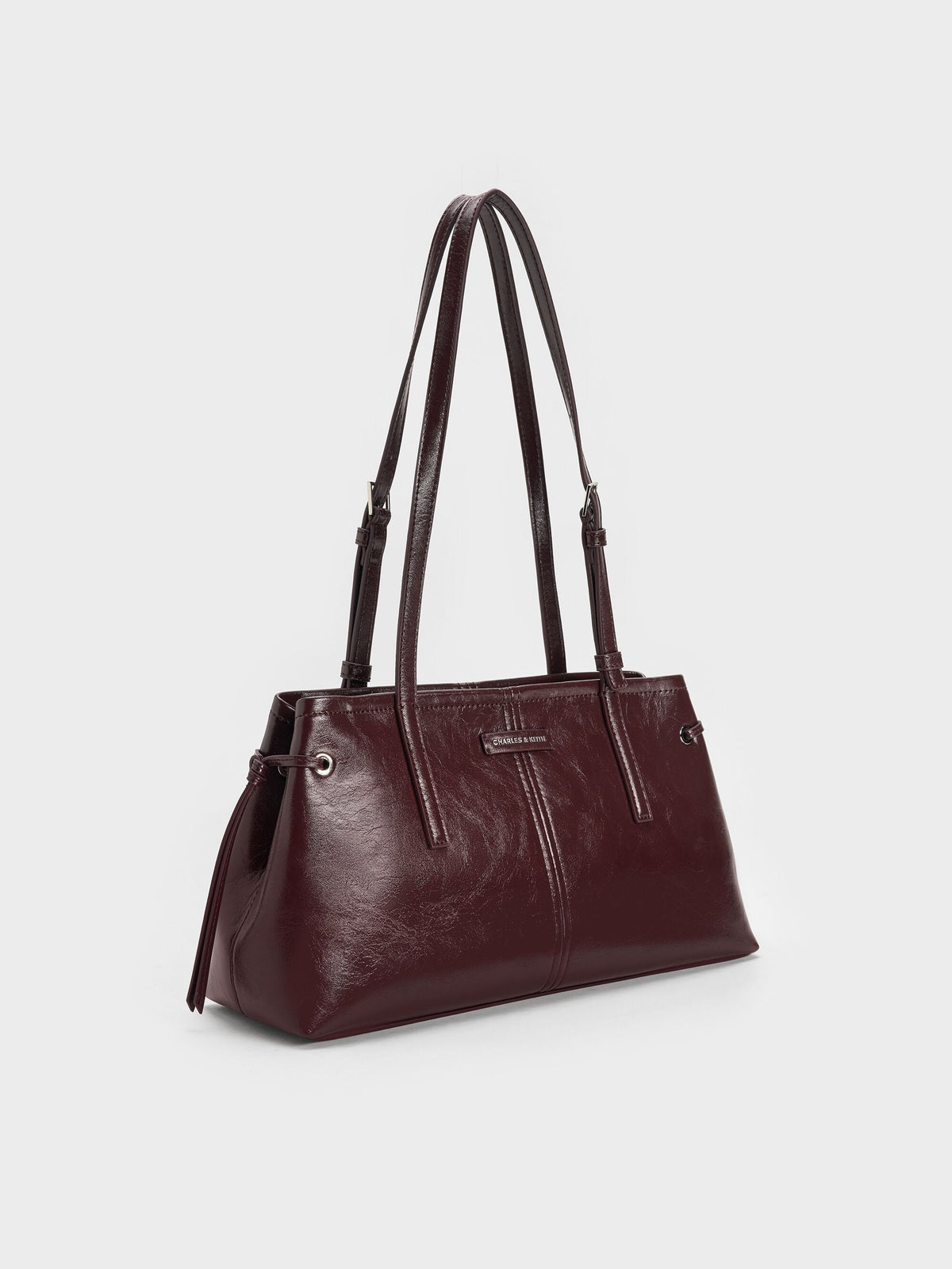 CHARLES & KEITH Customer Favorite | Noane Elongated-Handle Shoulder Bag - Wineberry Red