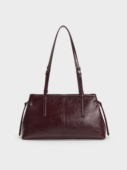 CHARLES & KEITH Customer Favorite | Noane Elongated-Handle Shoulder Bag - Wineberry Red