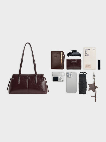 CHARLES & KEITH Customer Favorite | Noane Elongated-Handle Shoulder Bag - Wineberry Red