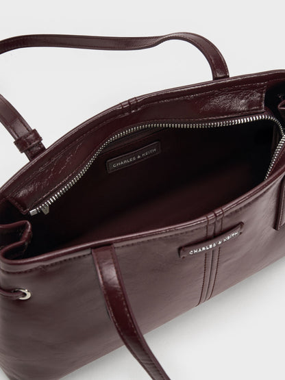 CHARLES & KEITH Customer Favorite | Noane Elongated-Handle Shoulder Bag - Wineberry Red