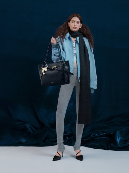 CHARLES & KEITH Latest | Delfina Belted Tote Bag - Noir