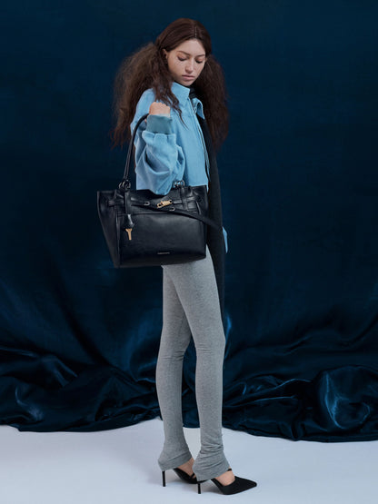 CHARLES & KEITH Latest | Delfina Belted Tote Bag - Noir