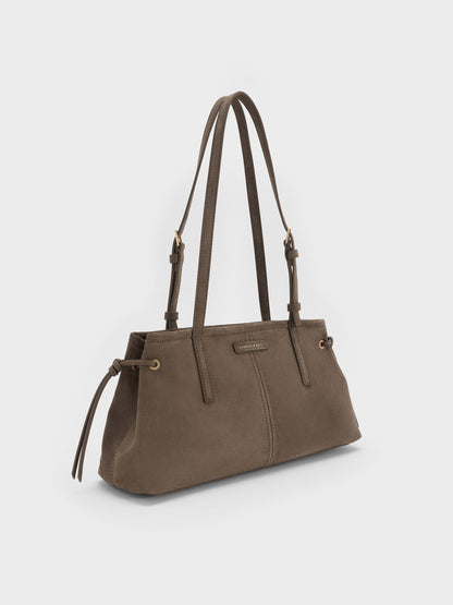 CHARLES & KEITH New | Noane Elongated-Handle Shoulder Bag - Stone Grey