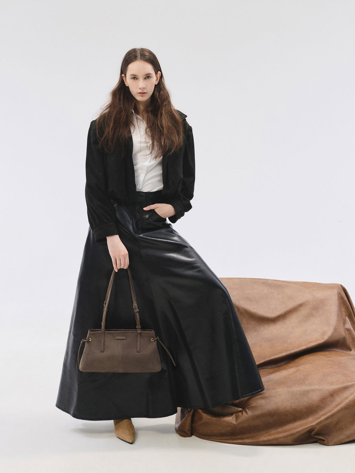 CHARLES & KEITH New | Noane Elongated-Handle Shoulder Bag - Stone Grey