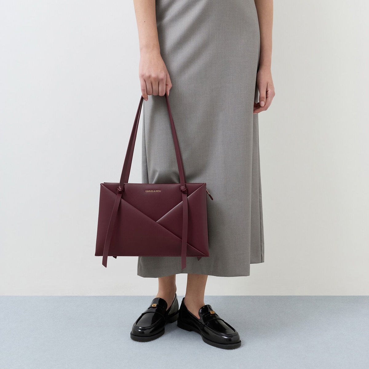 CHARLES & KEITH Best Price | Midori Geometric Tote Bag - Wineberry Red