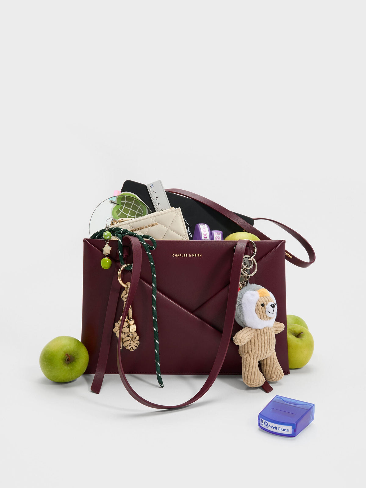 CHARLES & KEITH Best Price | Midori Geometric Tote Bag - Wineberry Red