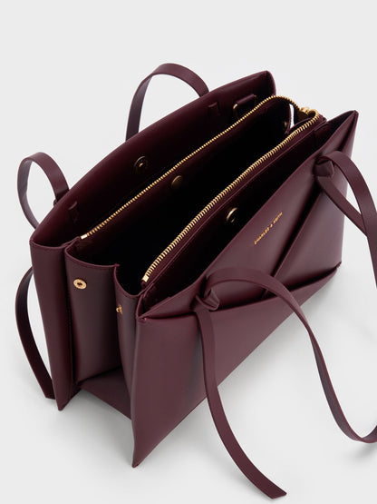 CHARLES & KEITH Best Price | Midori Geometric Tote Bag - Wineberry Red