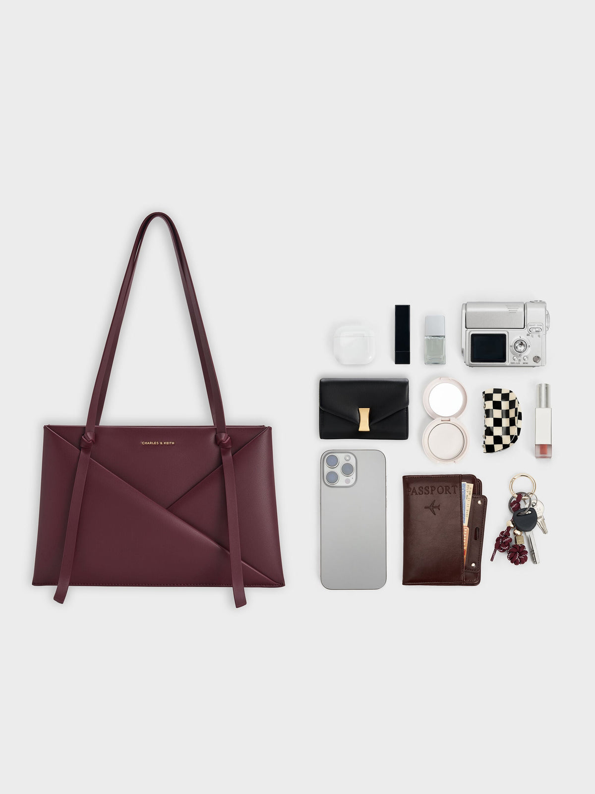 CHARLES & KEITH Best Price | Midori Geometric Tote Bag - Wineberry Red