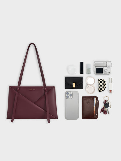CHARLES & KEITH Best Price | Midori Geometric Tote Bag - Wineberry Red