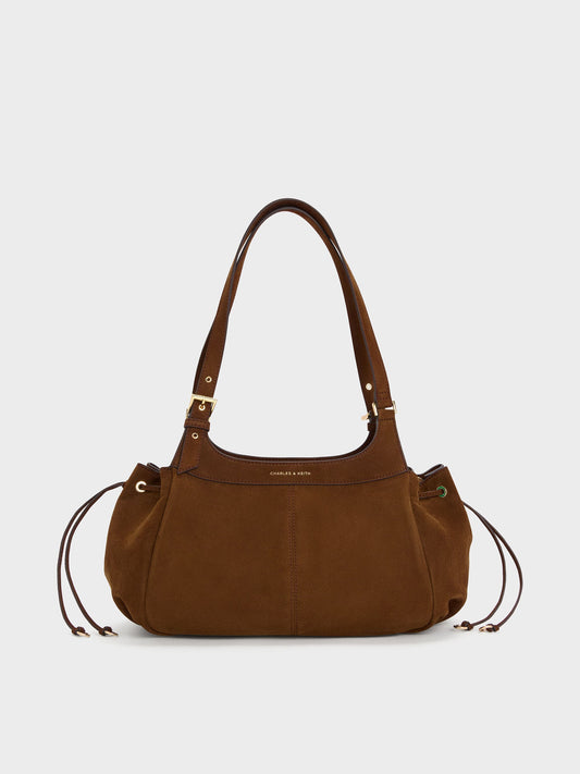CHARLES & KEITH Premium | Lillith Drawstring Tote Bag - Pecan Brown
