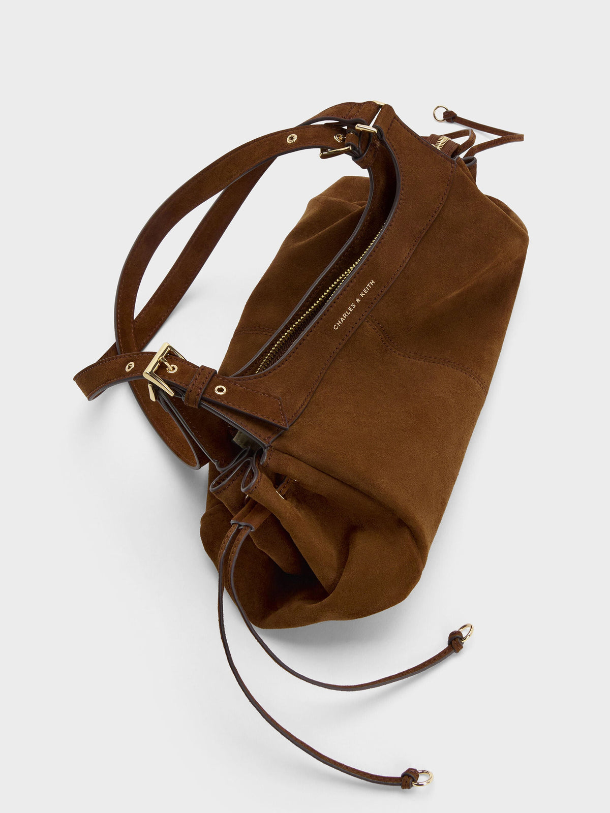 CHARLES & KEITH Premium | Lillith Drawstring Tote Bag - Pecan Brown