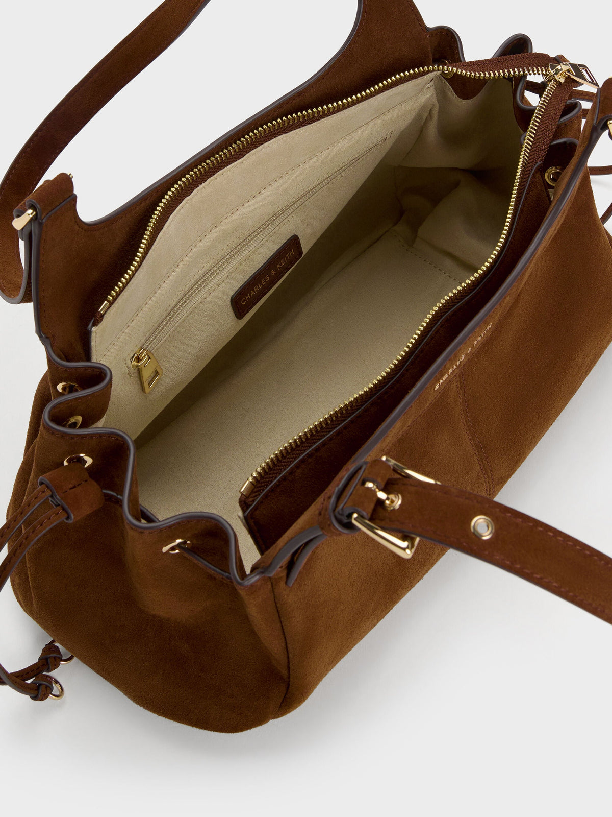 CHARLES & KEITH Premium | Lillith Drawstring Tote Bag - Pecan Brown