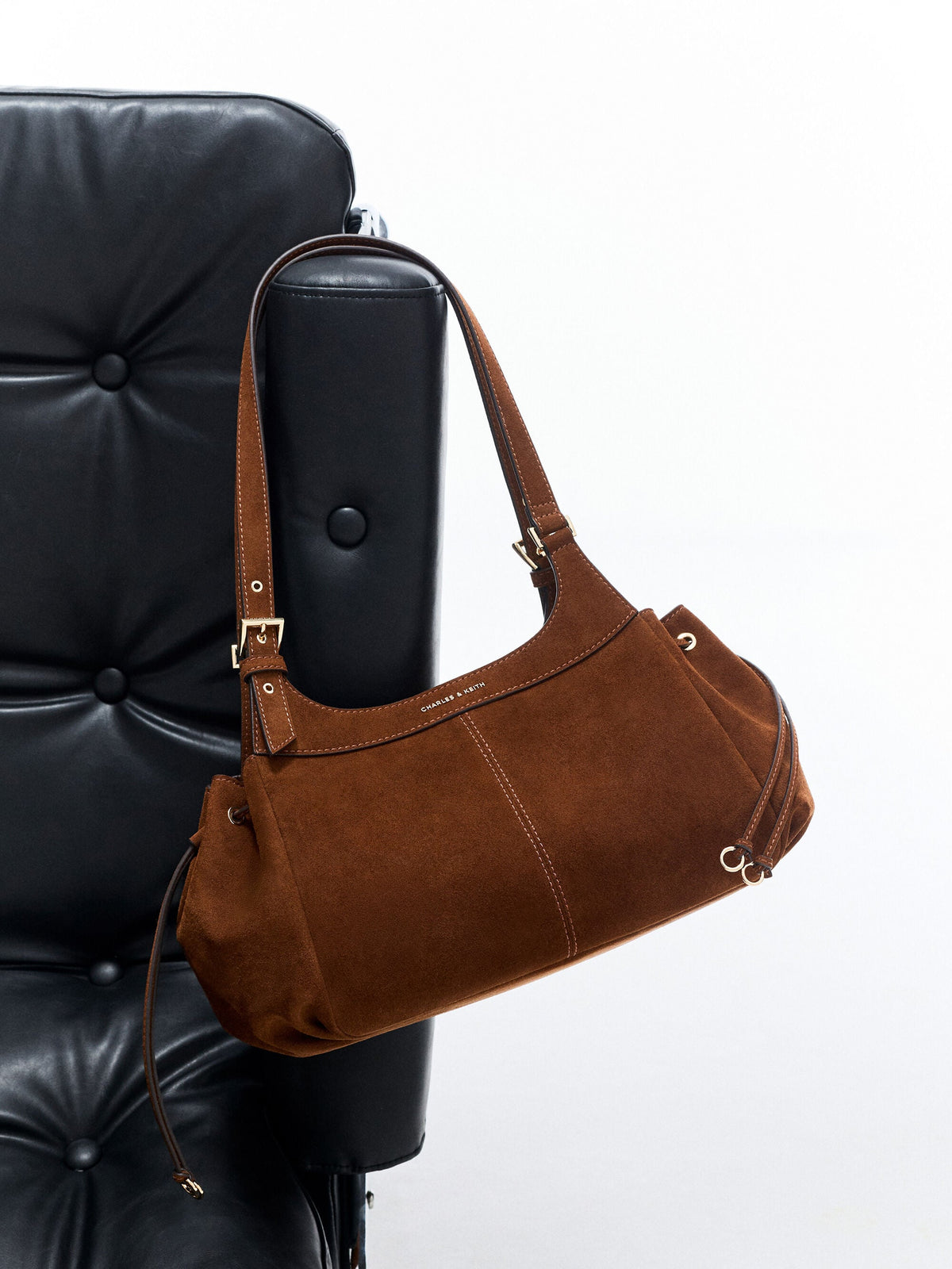 CHARLES & KEITH Premium | Lillith Drawstring Tote Bag - Pecan Brown