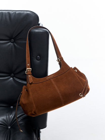 CHARLES & KEITH Premium | Lillith Drawstring Tote Bag - Pecan Brown