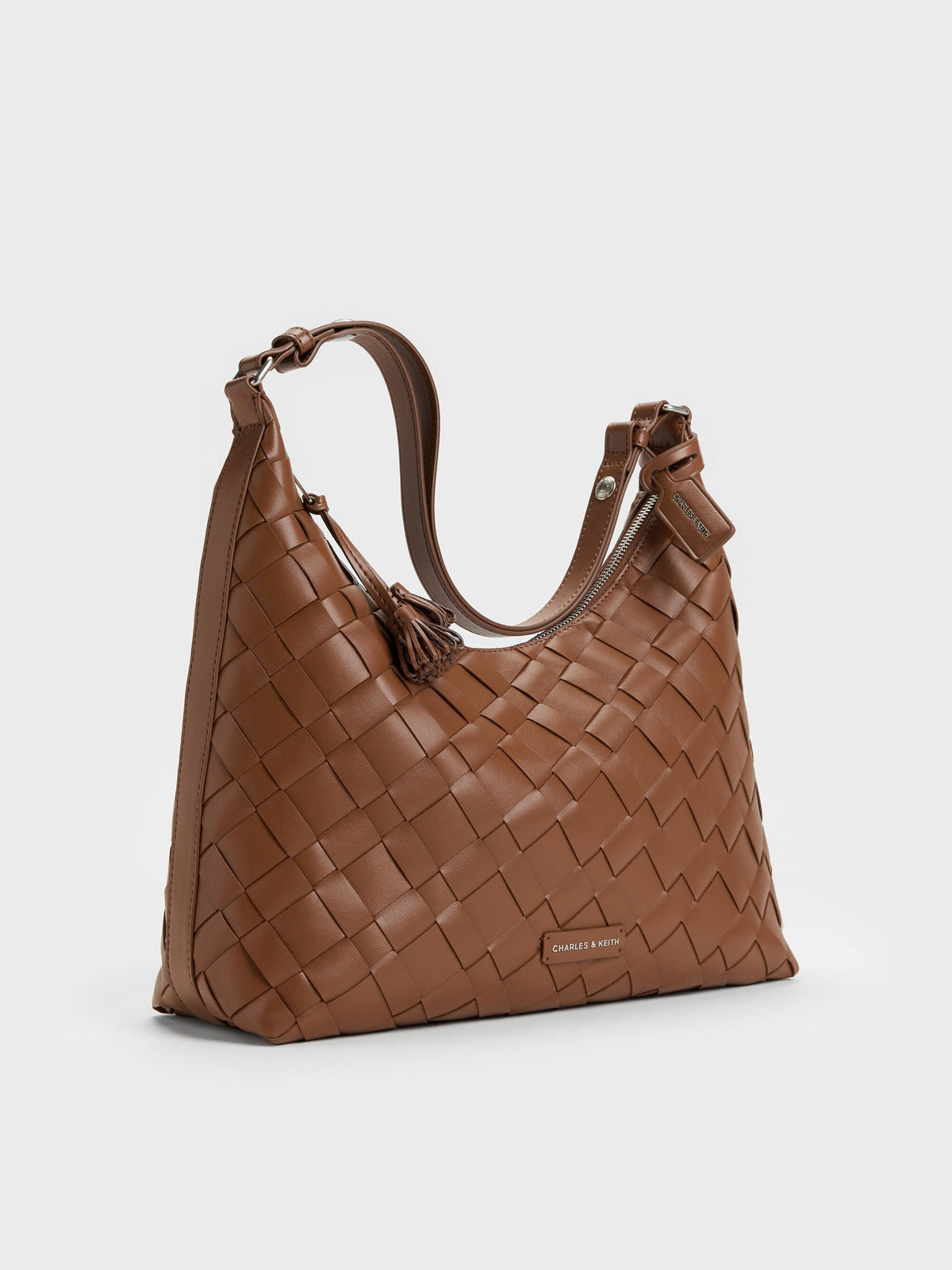 CHARLES & KEITH Featured | Ivette Woven Tassel Hobo Bag - Chocolate