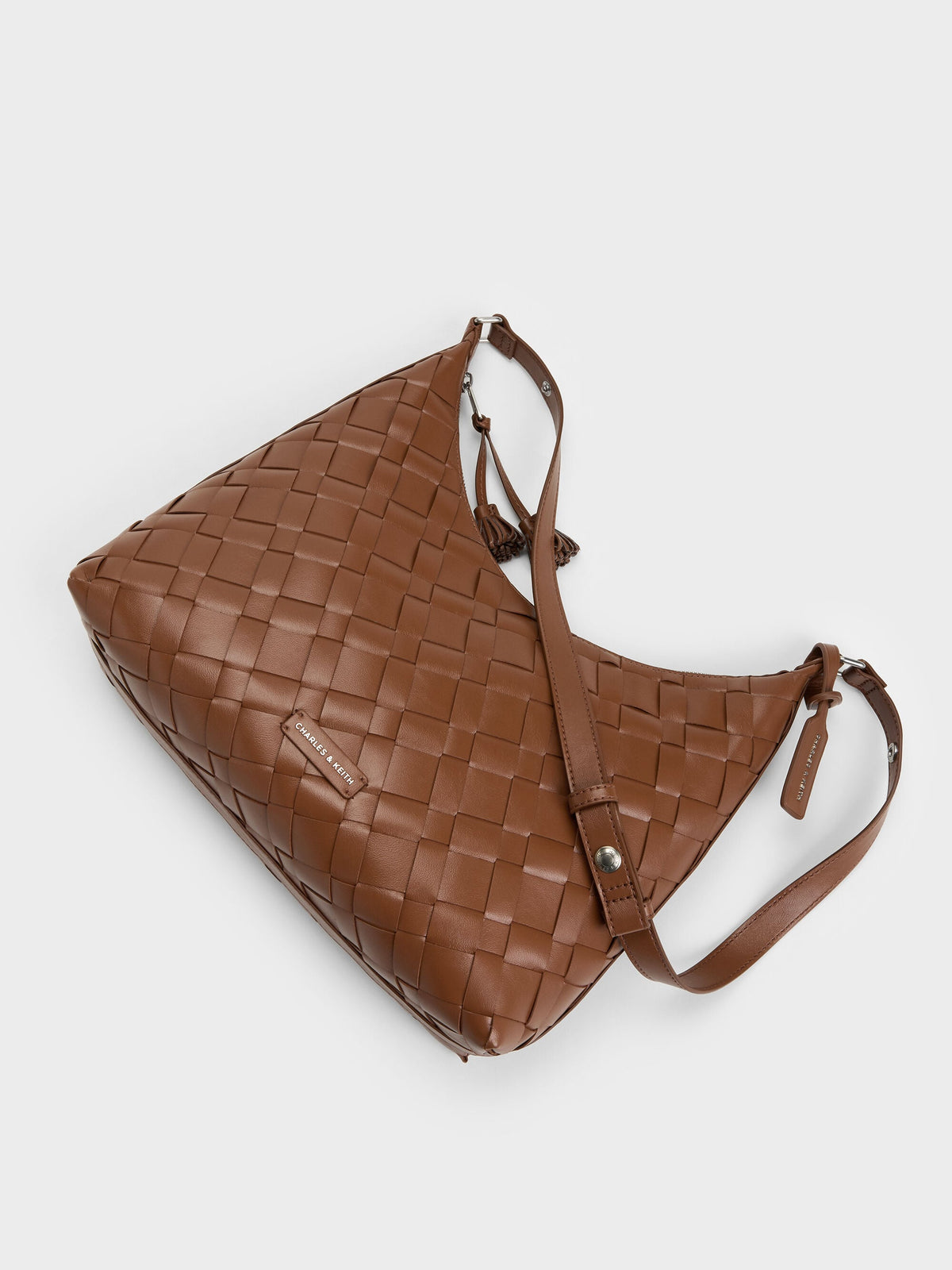 CHARLES & KEITH Featured | Ivette Woven Tassel Hobo Bag - Chocolate