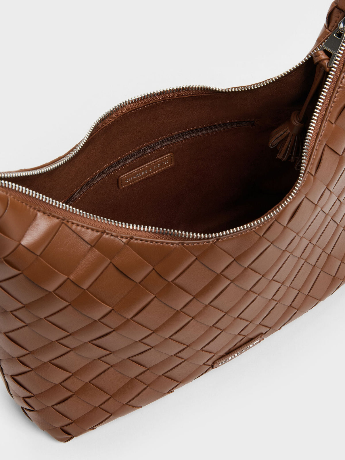 CHARLES & KEITH Featured | Ivette Woven Tassel Hobo Bag - Chocolate