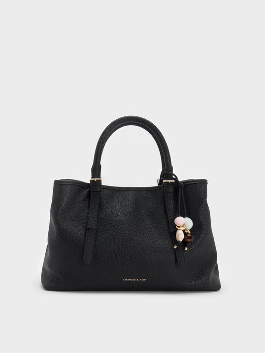 CHARLES & KEITH Quality | Baral Bead-Charm Tote Bag - Black