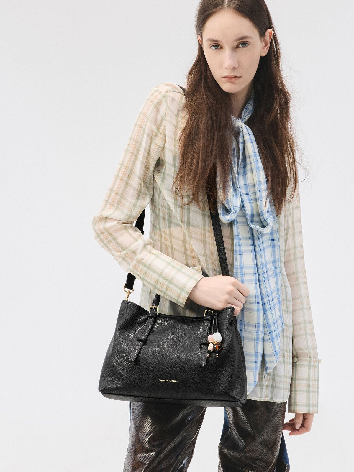 CHARLES & KEITH Quality | Baral Bead-Charm Tote Bag - Black