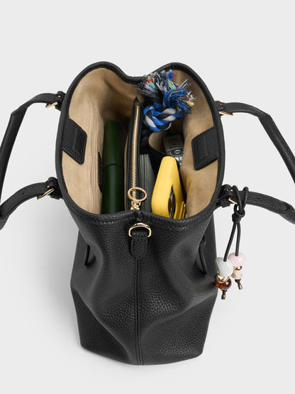 CHARLES & KEITH Quality | Baral Bead-Charm Tote Bag - Black