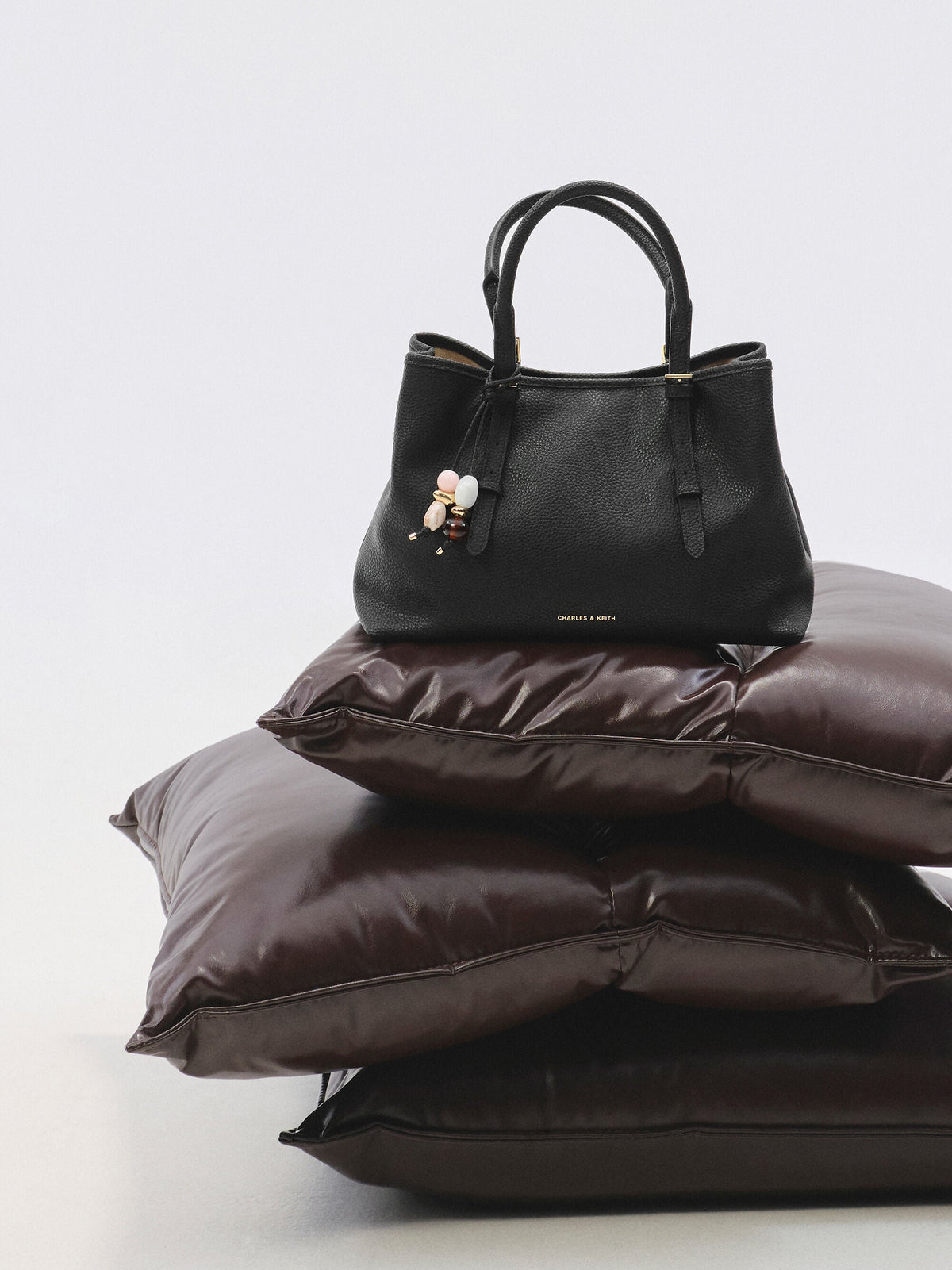 CHARLES & KEITH Quality | Baral Bead-Charm Tote Bag - Black