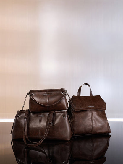 CHARLES & KEITH Trusted | Noane Elongated-Handle Shoulder Bag - Distressed Coffee
