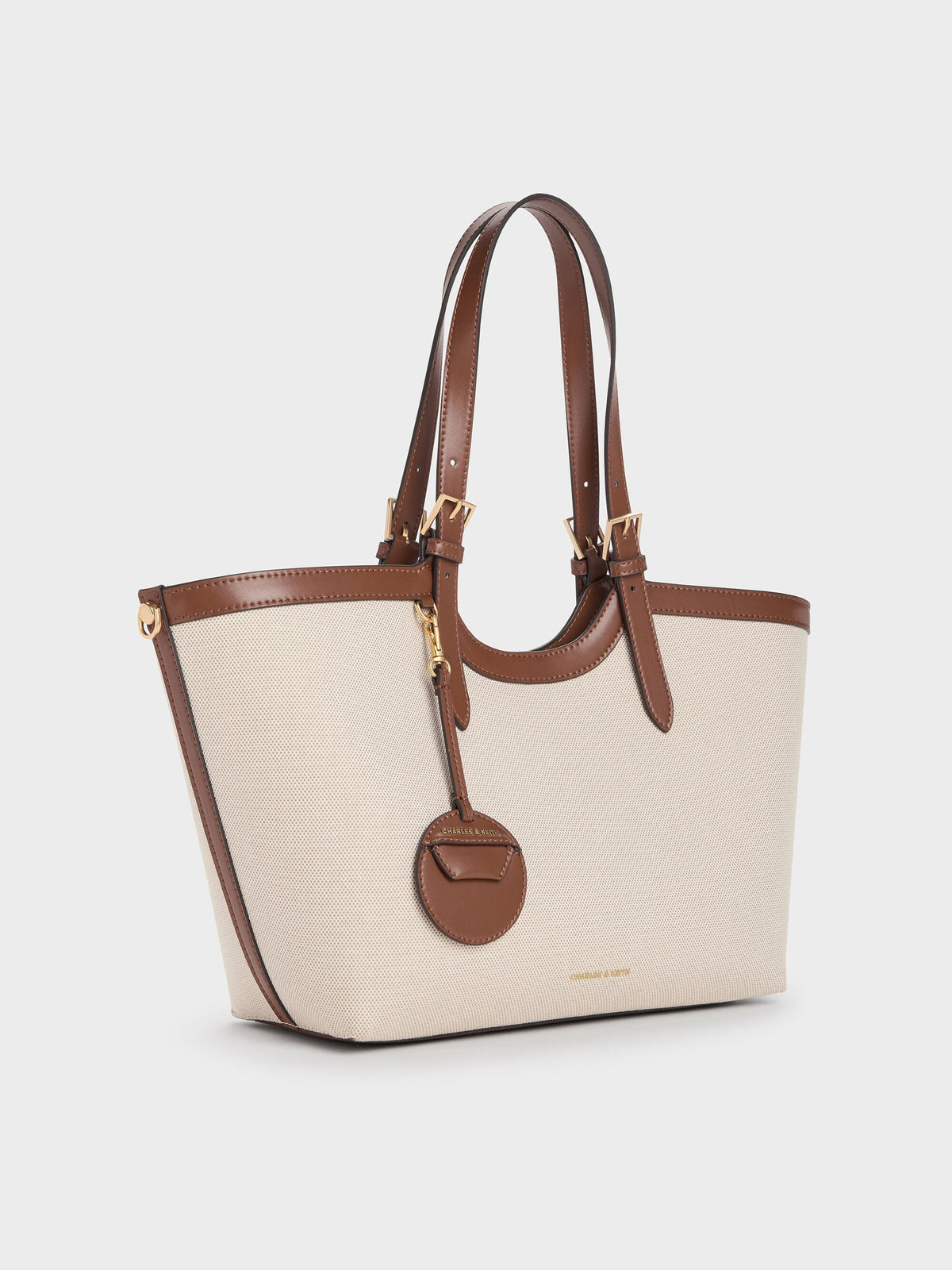 CHARLES & KEITH Classic | XL Enola Canvas Tote Bag - Chocolate