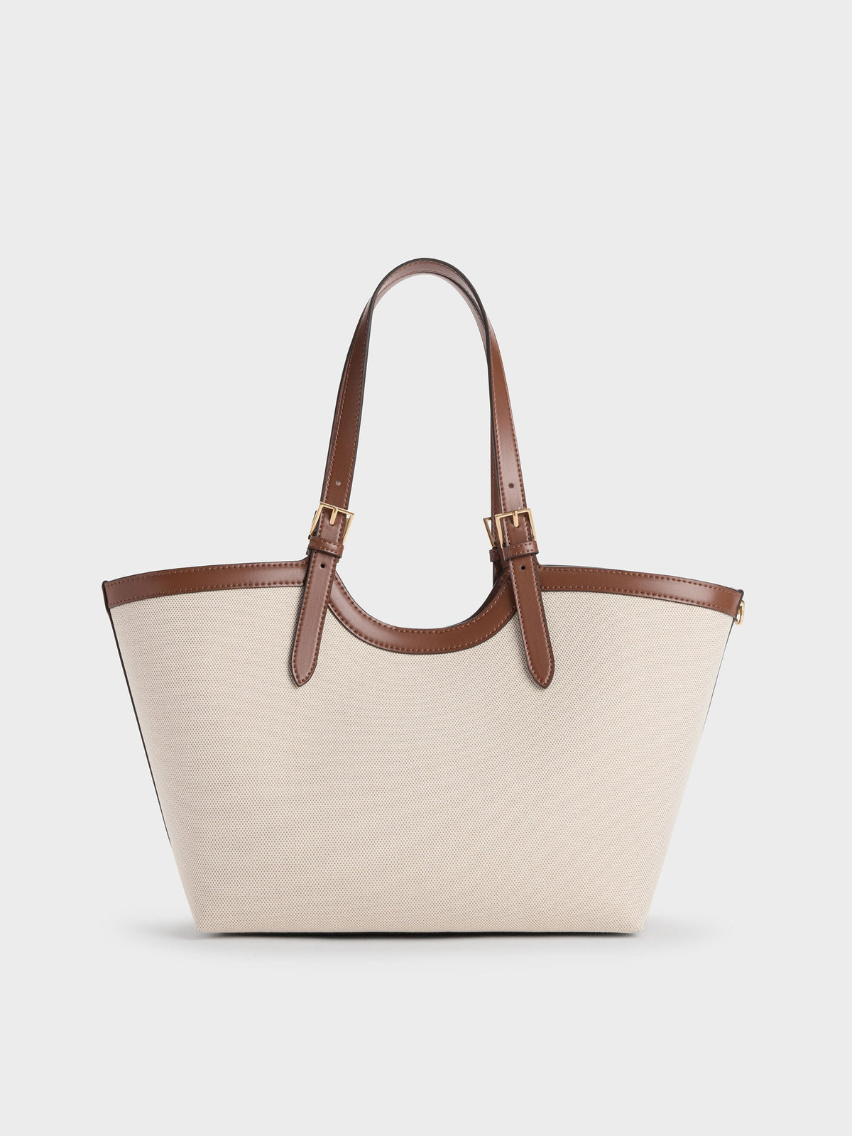 CHARLES & KEITH Classic | XL Enola Canvas Tote Bag - Chocolate