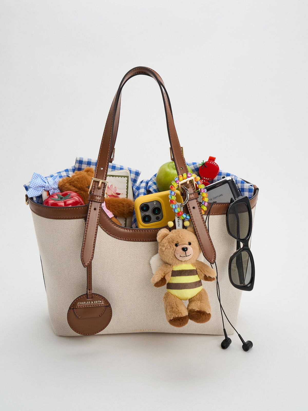 CHARLES & KEITH Classic | XL Enola Canvas Tote Bag - Chocolate
