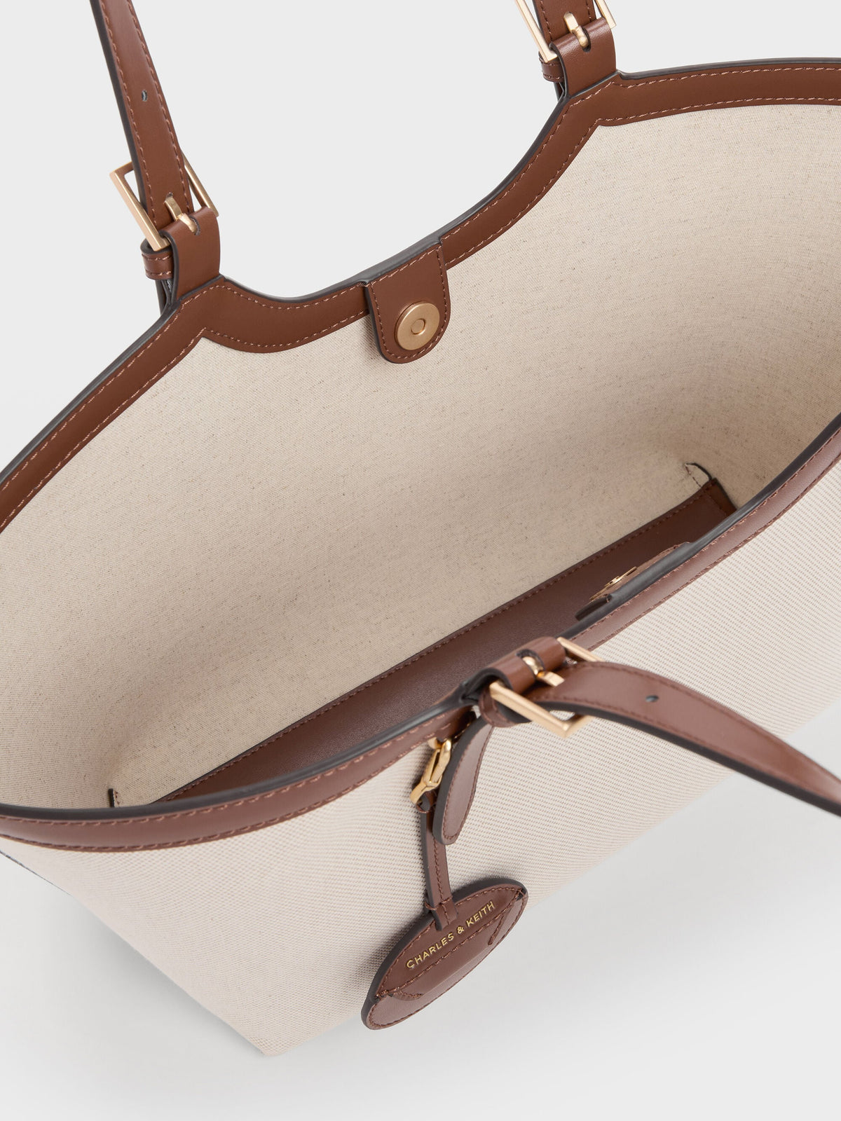 CHARLES & KEITH Classic | XL Enola Canvas Tote Bag - Chocolate