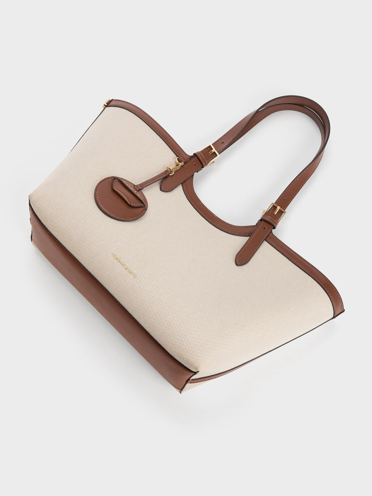 CHARLES & KEITH Classic | XL Enola Canvas Tote Bag - Chocolate