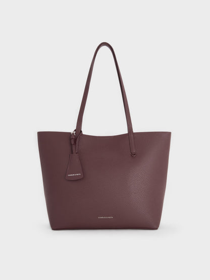CHARLES & KEITH Best Seller | Beryl Tote Bag - Wineberry Red