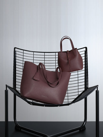 CHARLES & KEITH Best Seller | Beryl Tote Bag - Wineberry Red