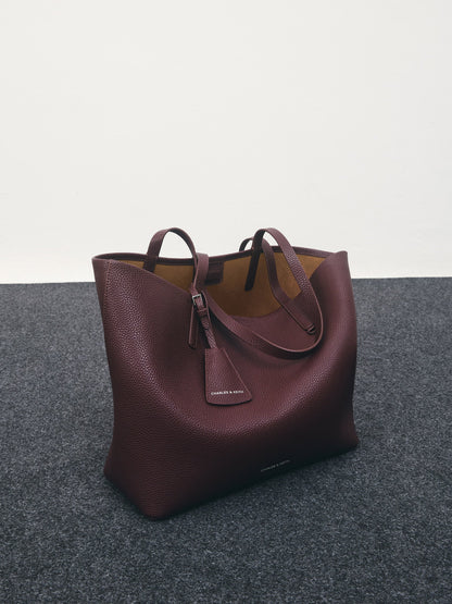 CHARLES & KEITH Best Seller | Beryl Tote Bag - Wineberry Red