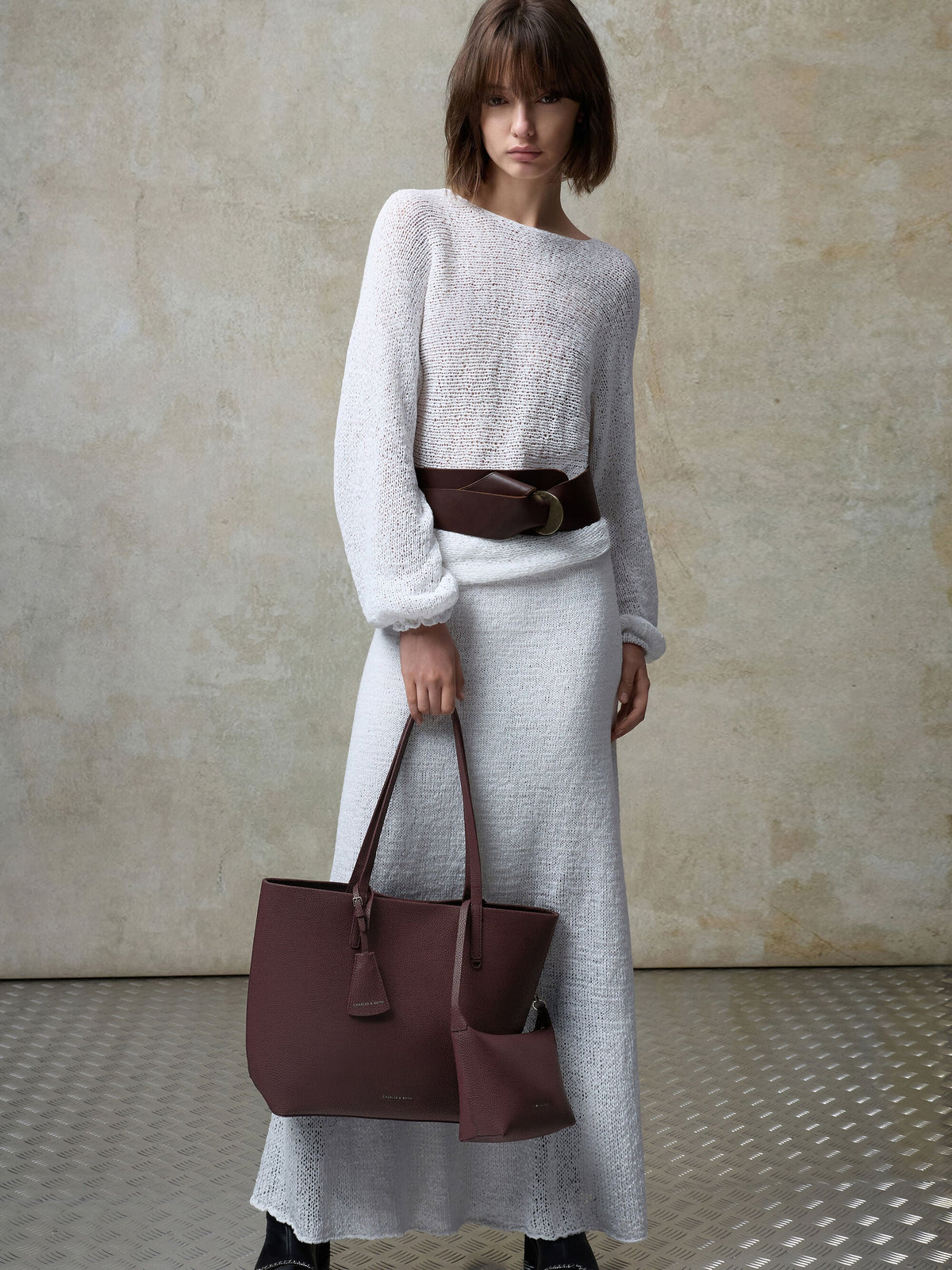 CHARLES & KEITH Best Seller | Beryl Tote Bag - Wineberry Red