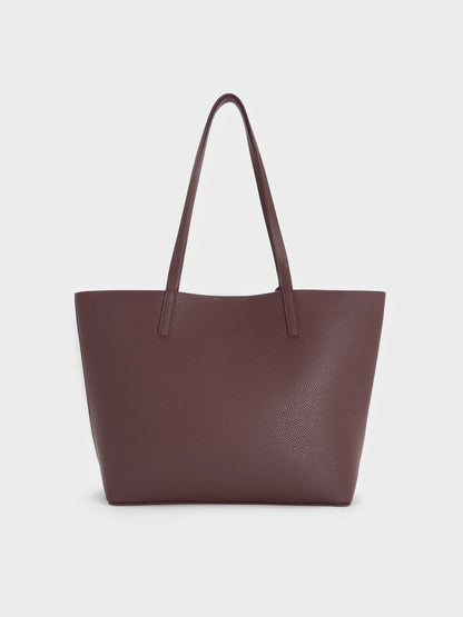 CHARLES & KEITH Best Seller | Beryl Tote Bag - Wineberry Red