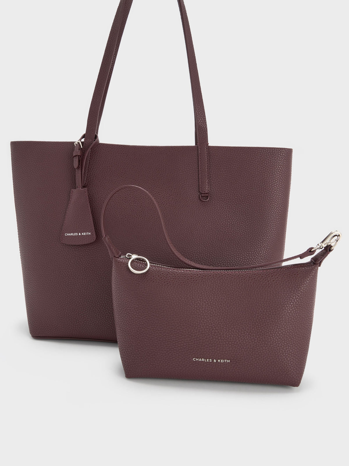 CHARLES & KEITH Best Seller | Beryl Tote Bag - Wineberry Red