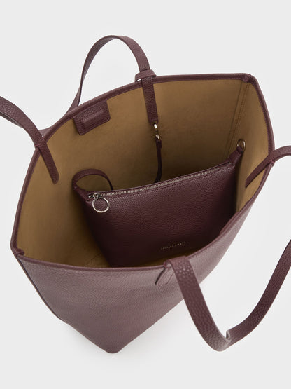 CHARLES & KEITH Best Seller | Beryl Tote Bag - Wineberry Red
