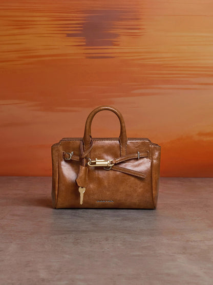 CHARLES & KEITH Hot Sale | Mini Delfina Belted Tote Bag - Distressed Tan