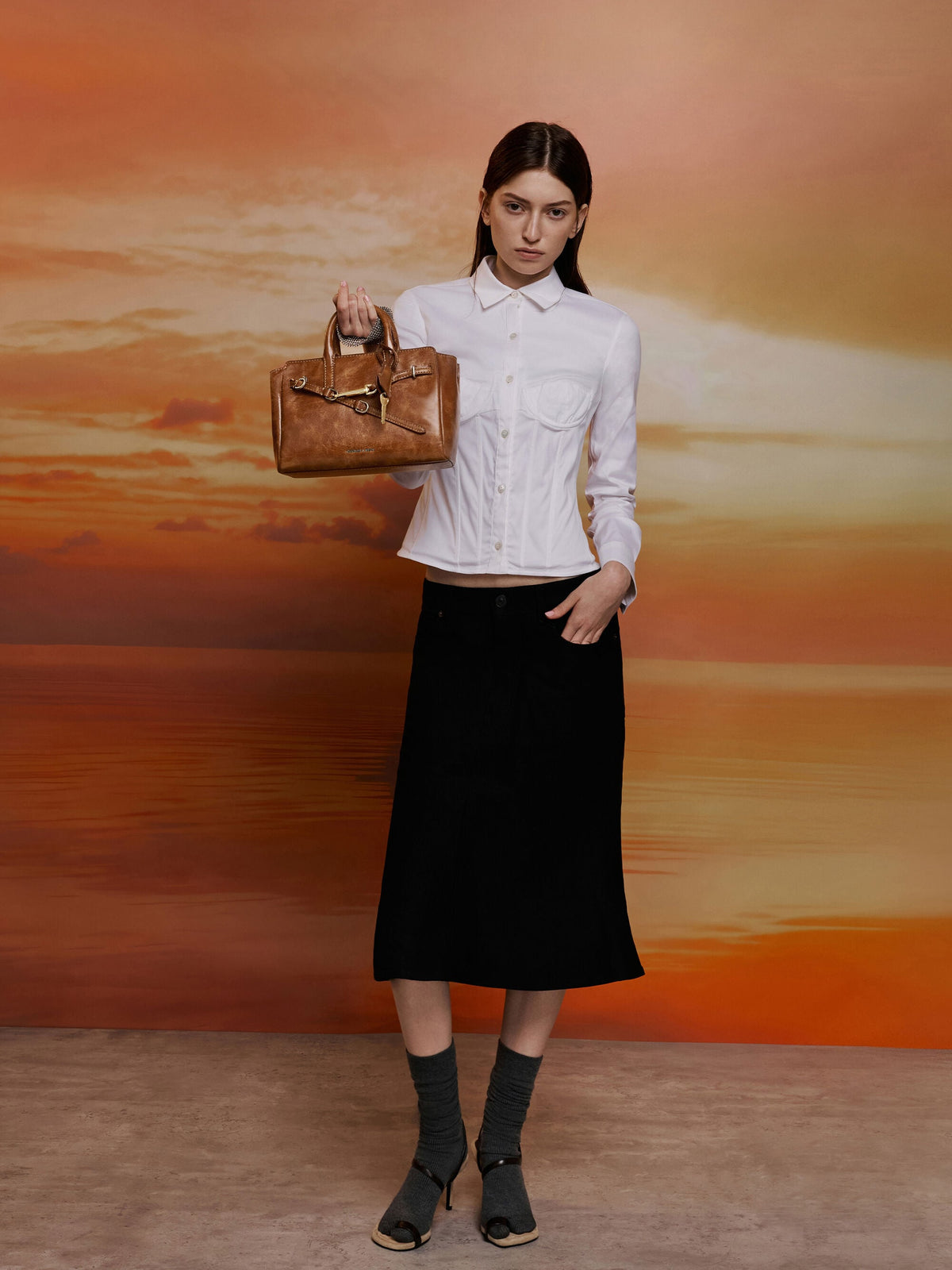 CHARLES & KEITH Hot Sale | Mini Delfina Belted Tote Bag - Distressed Tan