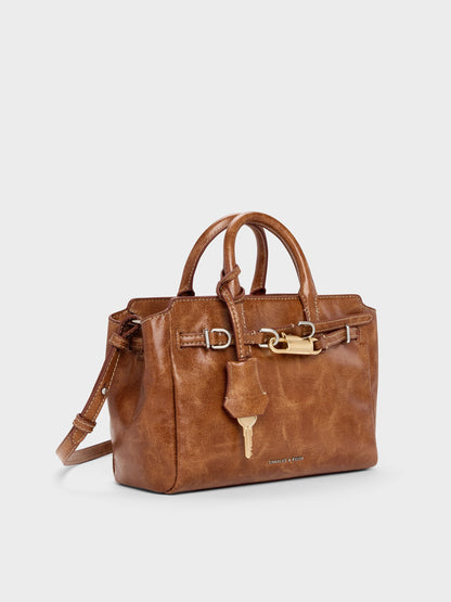 CHARLES & KEITH Hot Sale | Mini Delfina Belted Tote Bag - Distressed Tan