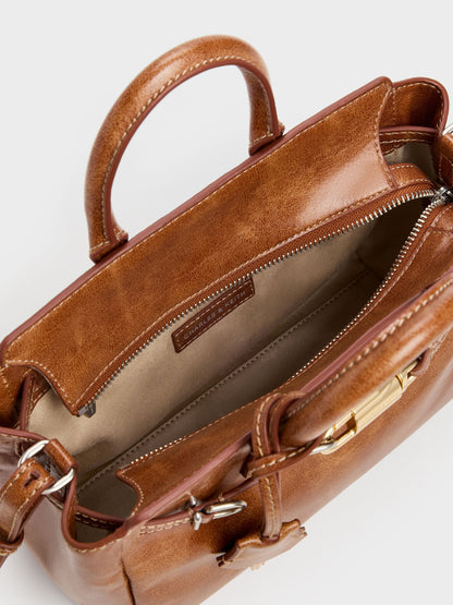 CHARLES & KEITH Hot Sale | Mini Delfina Belted Tote Bag - Distressed Tan