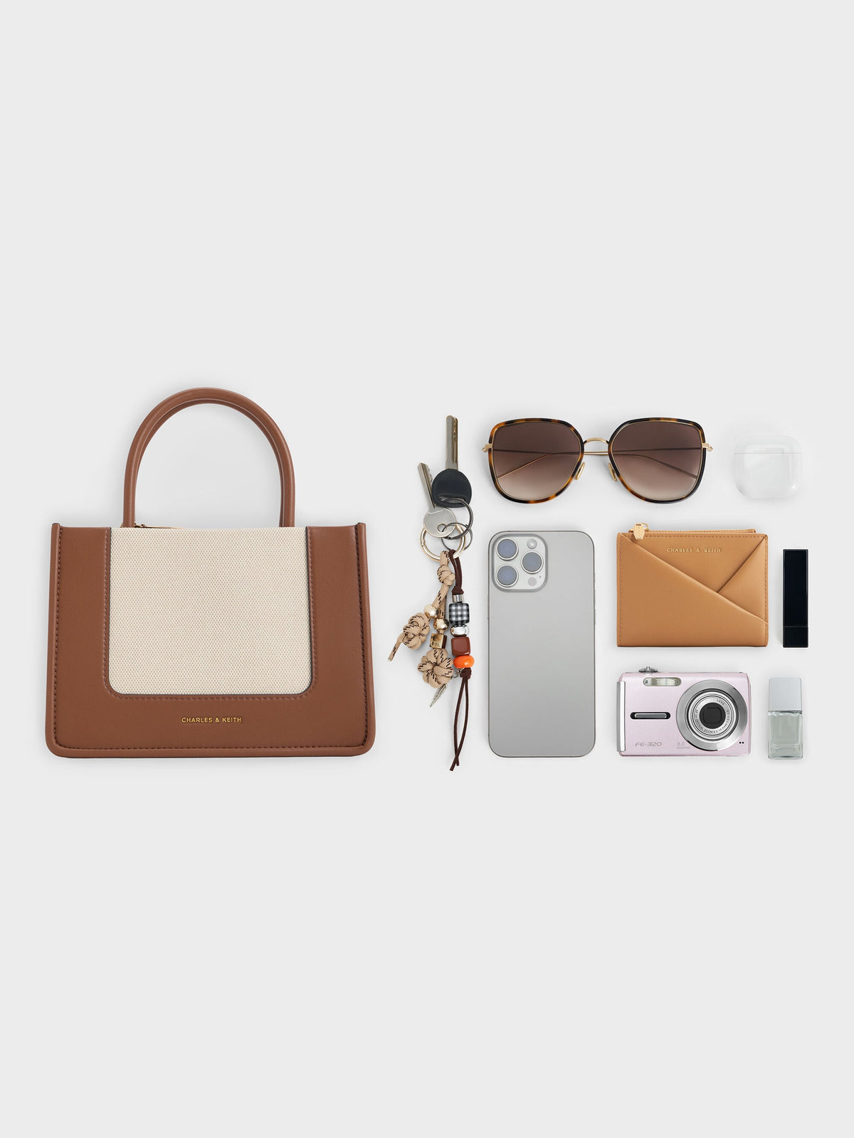 CHARLES & KEITH Special Offer | Mini Daylla Canvas Tote Bag - Tan