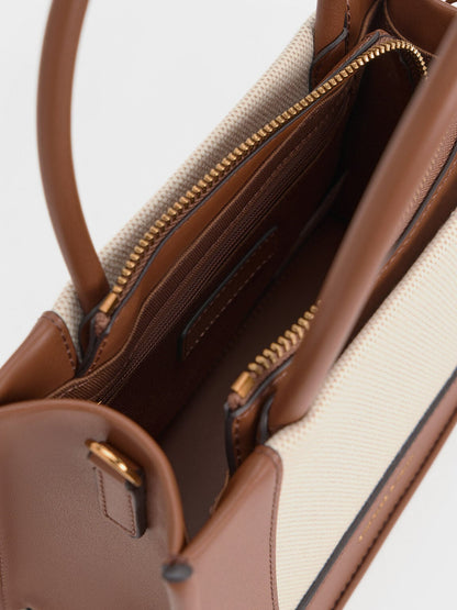 CHARLES & KEITH Special Offer | Mini Daylla Canvas Tote Bag - Tan