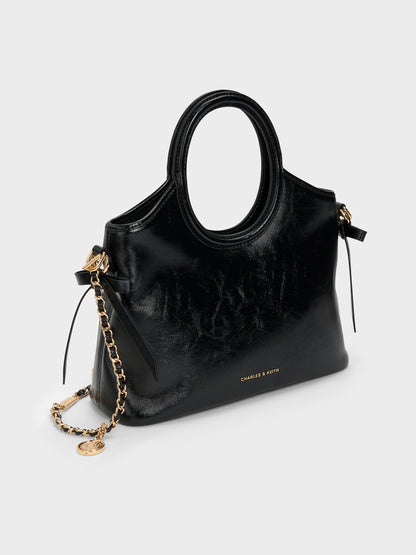 CHARLES & KEITH New | Mini Dalia Bow Oval-Handle Tote Bag - Black