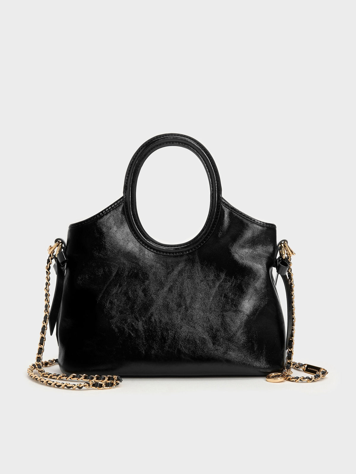 CHARLES & KEITH New | Mini Dalia Bow Oval-Handle Tote Bag - Black