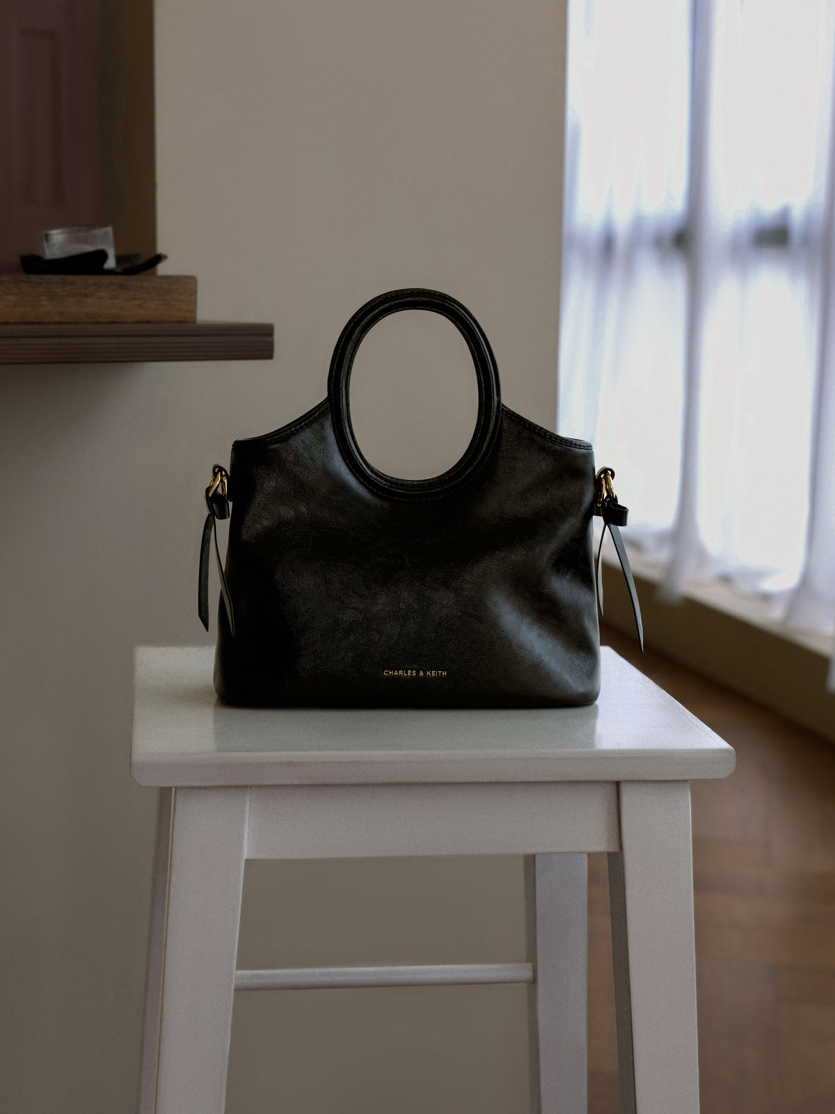 CHARLES & KEITH New | Mini Dalia Bow Oval-Handle Tote Bag - Black