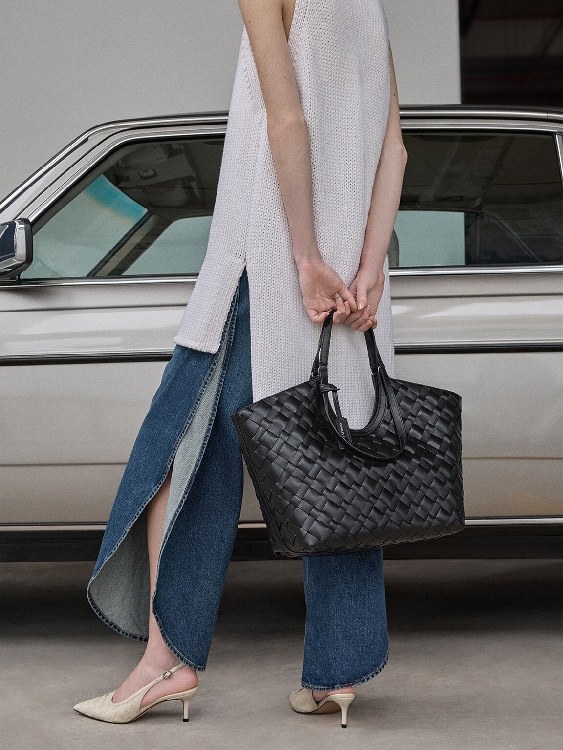 CHARLES & KEITH Trending | Ivette Woven Tote Bag - Noir