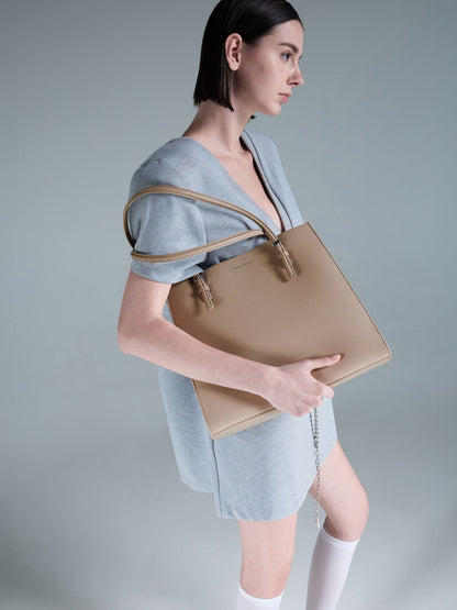CHARLES & KEITH Discount | Sansa Tote Bag - Taupe